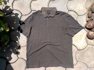 Armani exchange Men's Grey Striped Polo Shirt