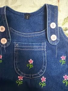 Cute Denim Floral Baby Dress