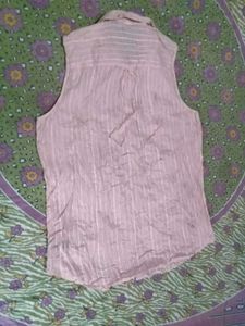 Light Pink Sleeveless Button-Up Shirt