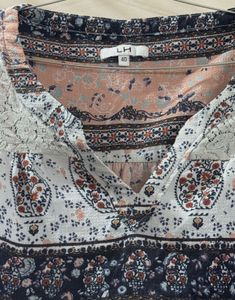 Boho Paisley Print Lace Trim Sleeveless Top