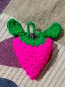 Crocheted Strawberry Charm