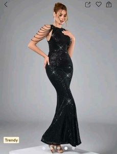 Sparkling Black Sequin Gown