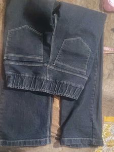 Wide Leg Denim Jeans with Chain Detail