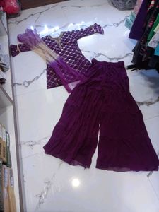 Designer Purple Kurta Set with Palazzo