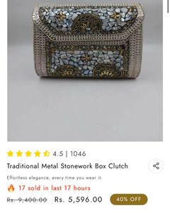 Traditional Metal Stonework Box Clutch