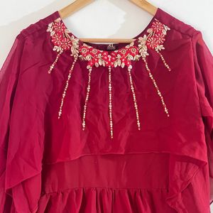 Wine Red Ethnic Gown (Women)