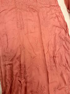 Pink Silk Chikankari Kurta Set with Dupatta