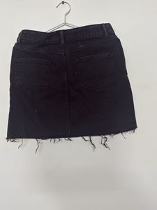 Black Denim Mini Skirt - Edgy Style