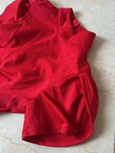 Red Dress with White Bow Accent