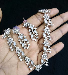 Elegant Oxidized Silver Necklace Set