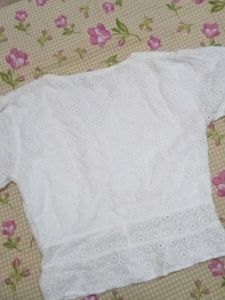 White Eyelet Button-Up Top