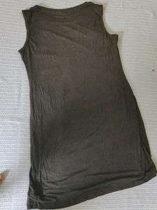 Olive Green Ruched Dress