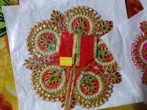 Exquisite Red & Gold Embellished Dress krishna ji