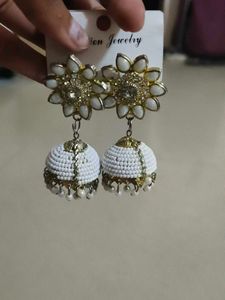 Pearl and Kundan Necklace Set with Jhumkas