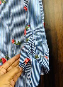 Blue Striped Floral Print tunic