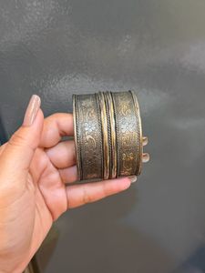 Vintage Floral Engraved Cuff Bracelet