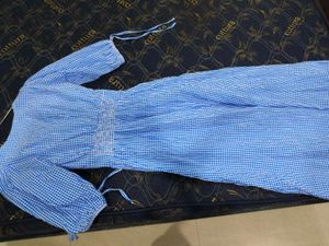 Blue Gingham Tiered Maxi Dress
