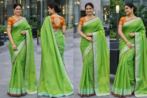Super Quality Green Saree with stylish blouse