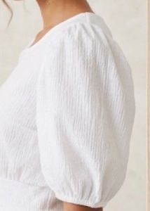 H&amp;M White Puff Sleeve Cropped Top
