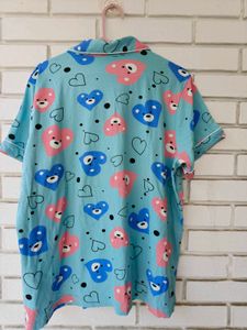 Cute Blue Bear &amp; Heart Pajama Set