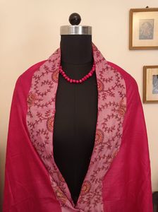 pure Silk Pink Embroidered Dupatta with Ka