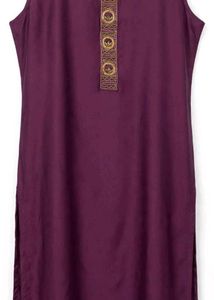 Elegant Purple Kurta with Gold Embroidery