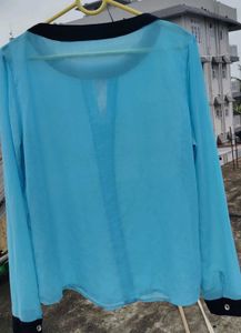 Chic Light Blue &amp; Black Top