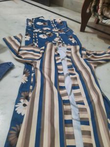 Blue Floral jumpsuit with shrug