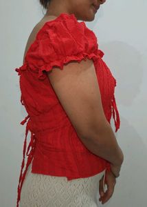 Chic Red Off-Shoulder Top