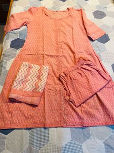 Elegant Peach Kurta Set with Dupatta