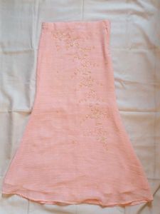 Peach Embroidered Ethnic Skirt aari worked