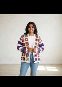 Colorful Crochet Granny Square Cardigan