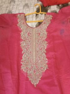 Elegant Pink Embroidered Kurta with pajama