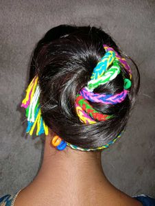 Colorful Braided Hair Bun Wrap