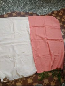 Ethnic Dupatta Set - Peach & White