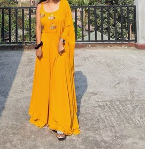 Elegant Yellow Embellished Gown
