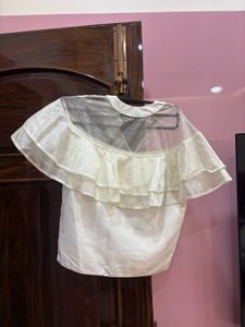 White Ruffled Organza Top
