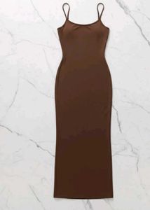 Brown Spaghetti Strap Maxi Dress