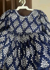 Navy Floral Baby Dress Newborn Ball Gown For Party