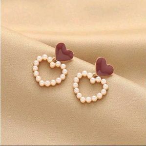 Heart Pearl Drop Earrings