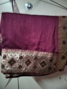 Maroon Saree with Gold Border