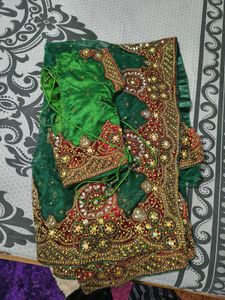 Ravishing Heavy Green Net Saree