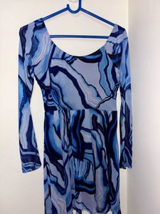 Blue Swirl Print Mini Dress