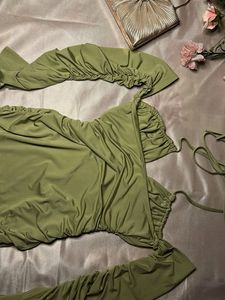 Chic Ruched One-Sleeve Mini Dress
