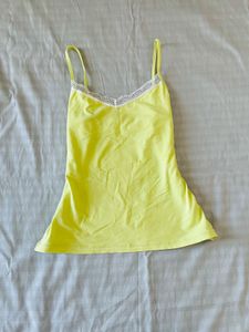 Yellow Cami Top with Lace Trim