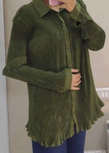 ZARA Green Pleated Long Sleeve Top
