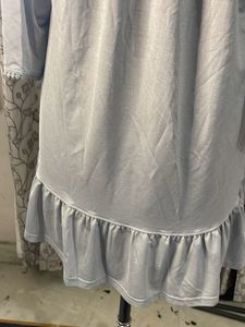 Long Grey Bell Sleeve Ruffled Tunic Top