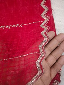 Elegant rani Saree with Embellished Border