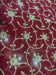 Maroon Embroidered Saree