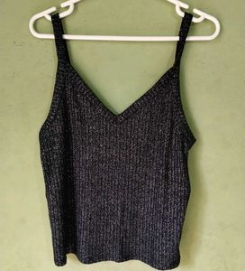 Sparkly Black V-Neck Cami Top